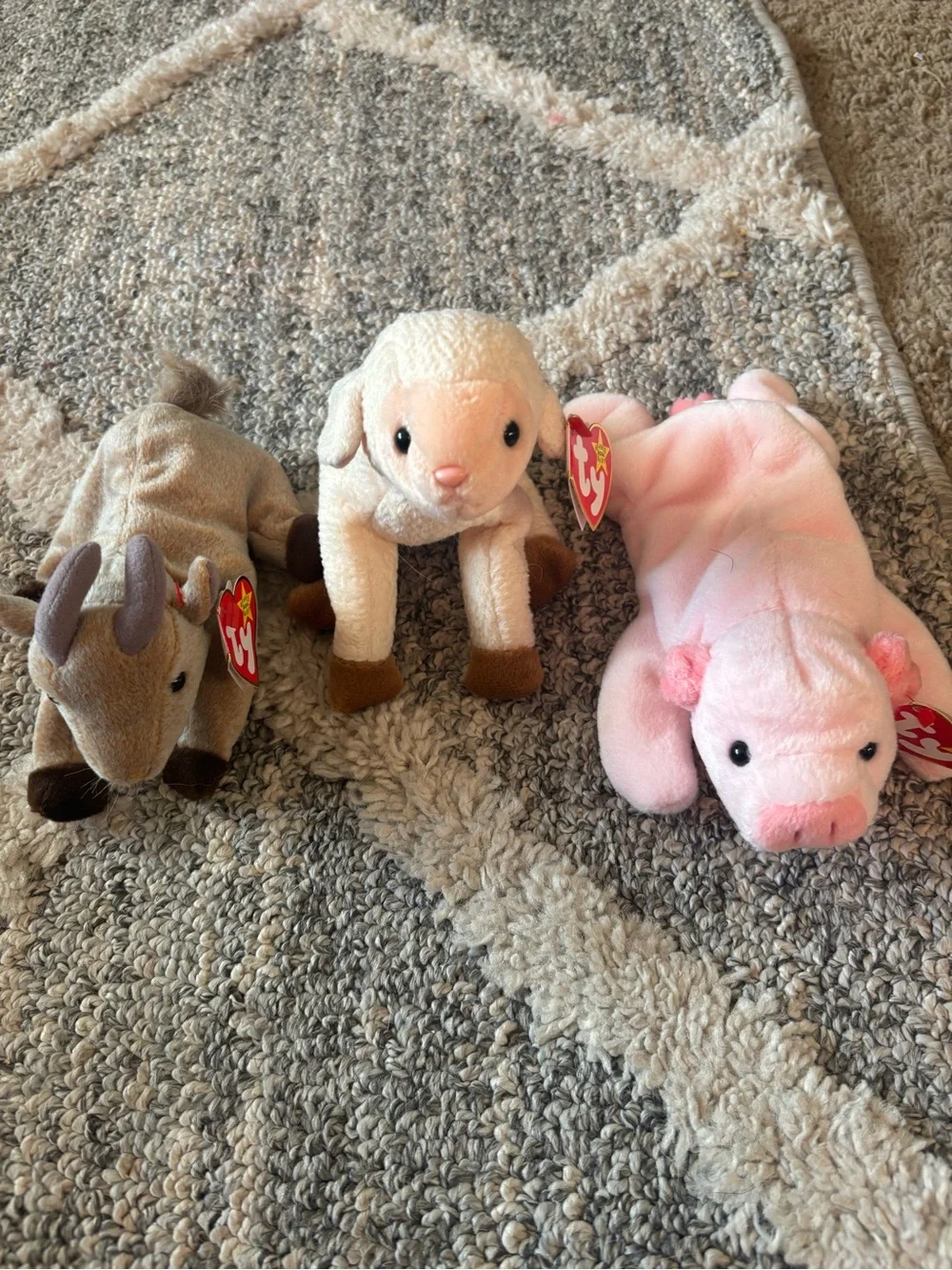 Ty Plush Small Pets Trio - Pink, White & Brown